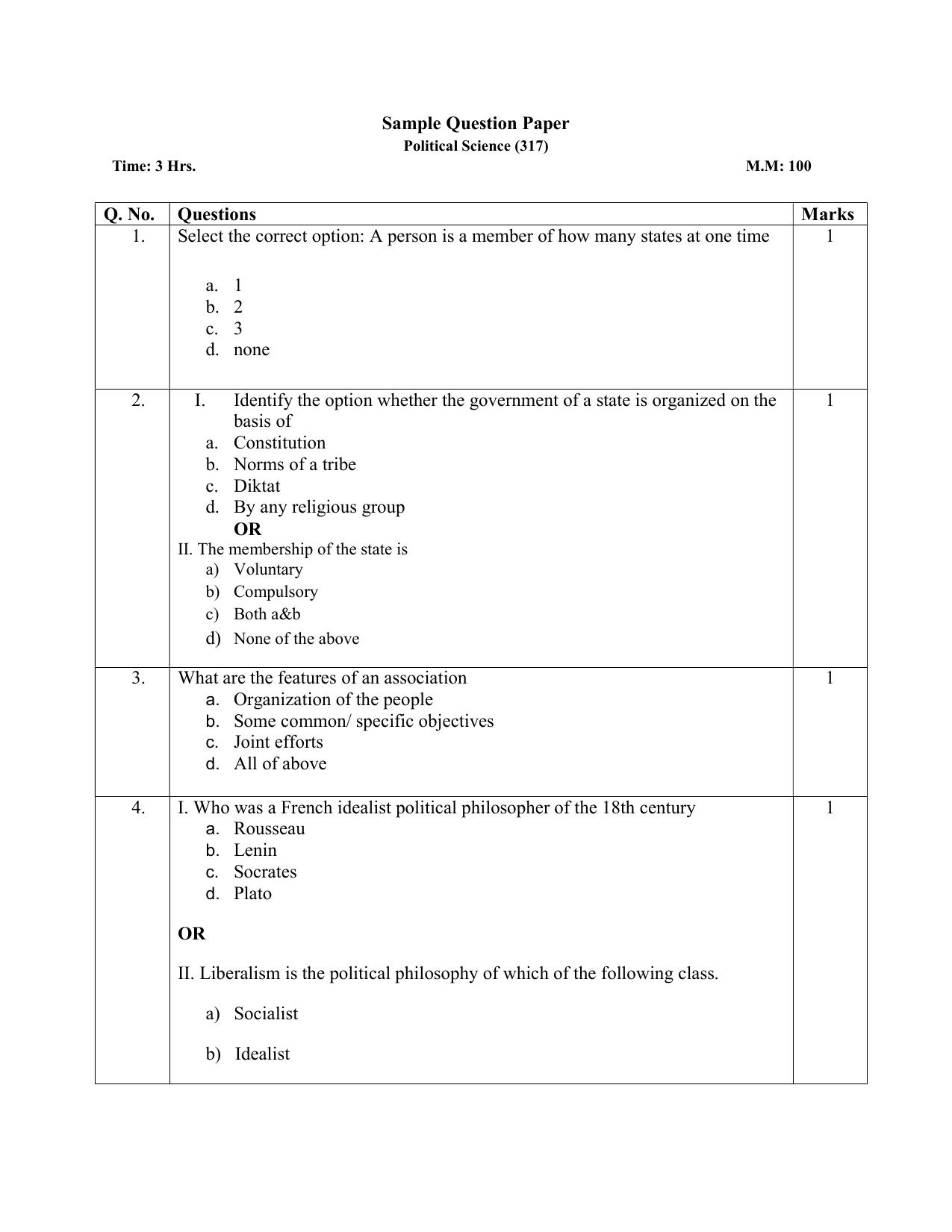 NIOS Class 12 Political Science Sample Paper - Page 2