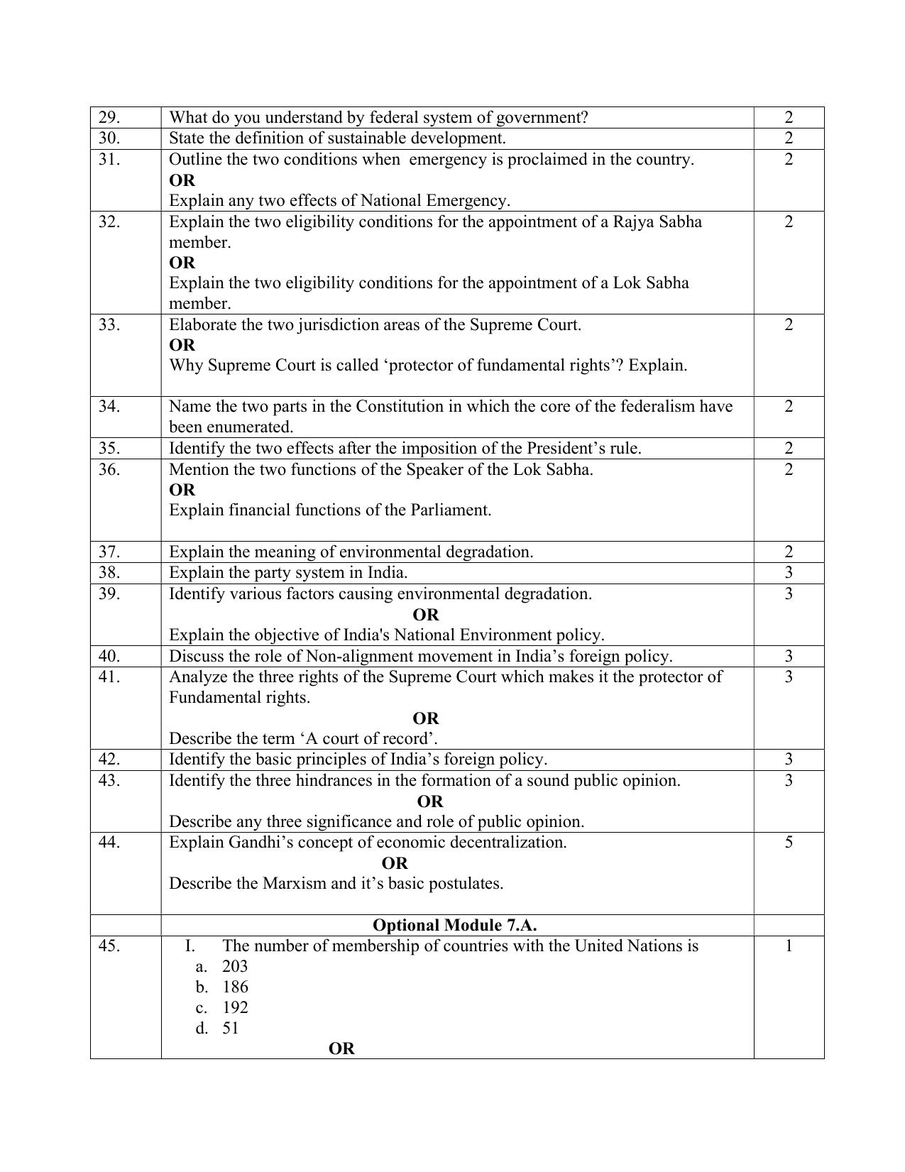 NIOS Class 12 Political Science Sample Paper - Page 7