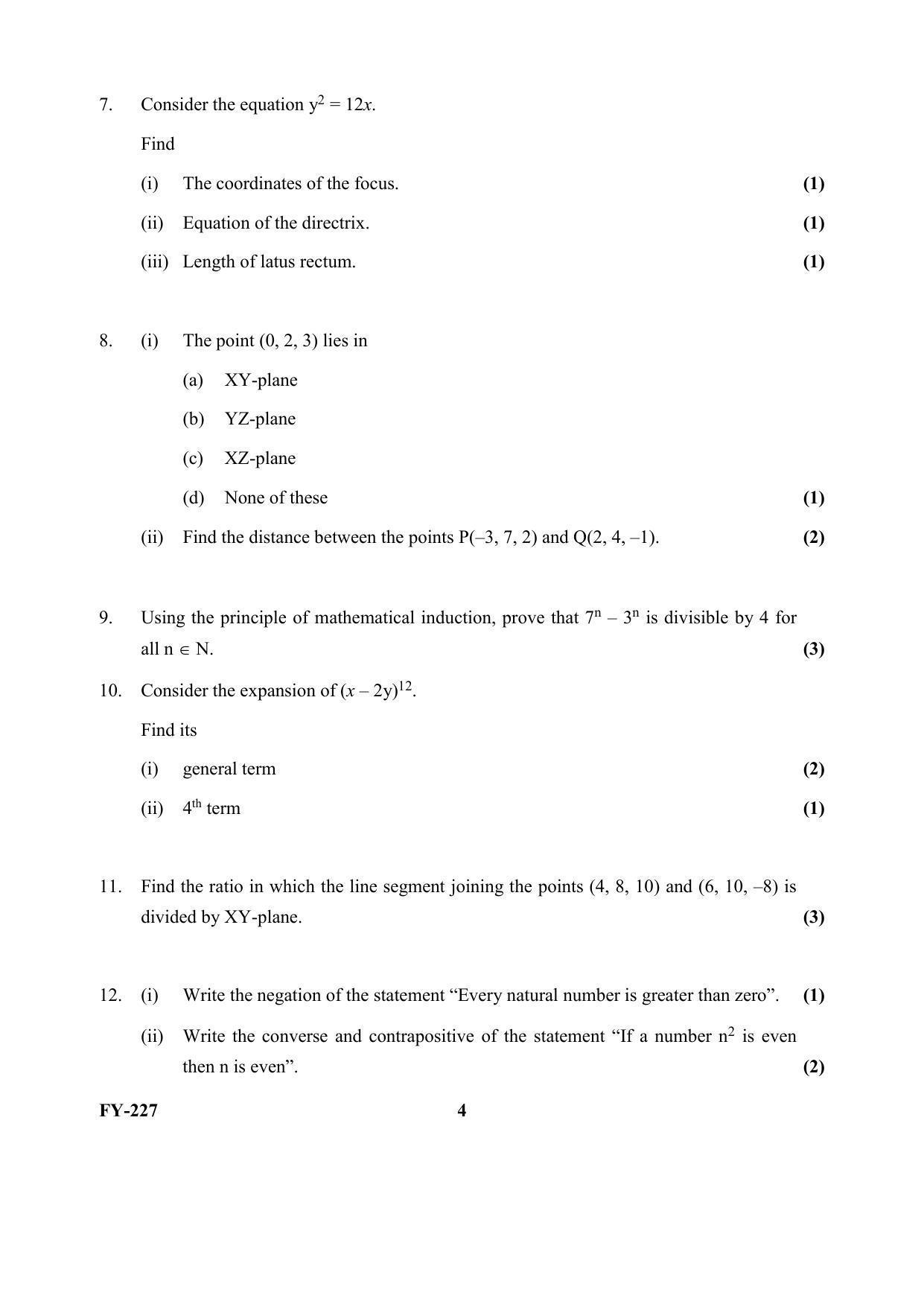Kerala Plus One (Class 11th) Mathematics-Science Question Paper 2021 - Page 4