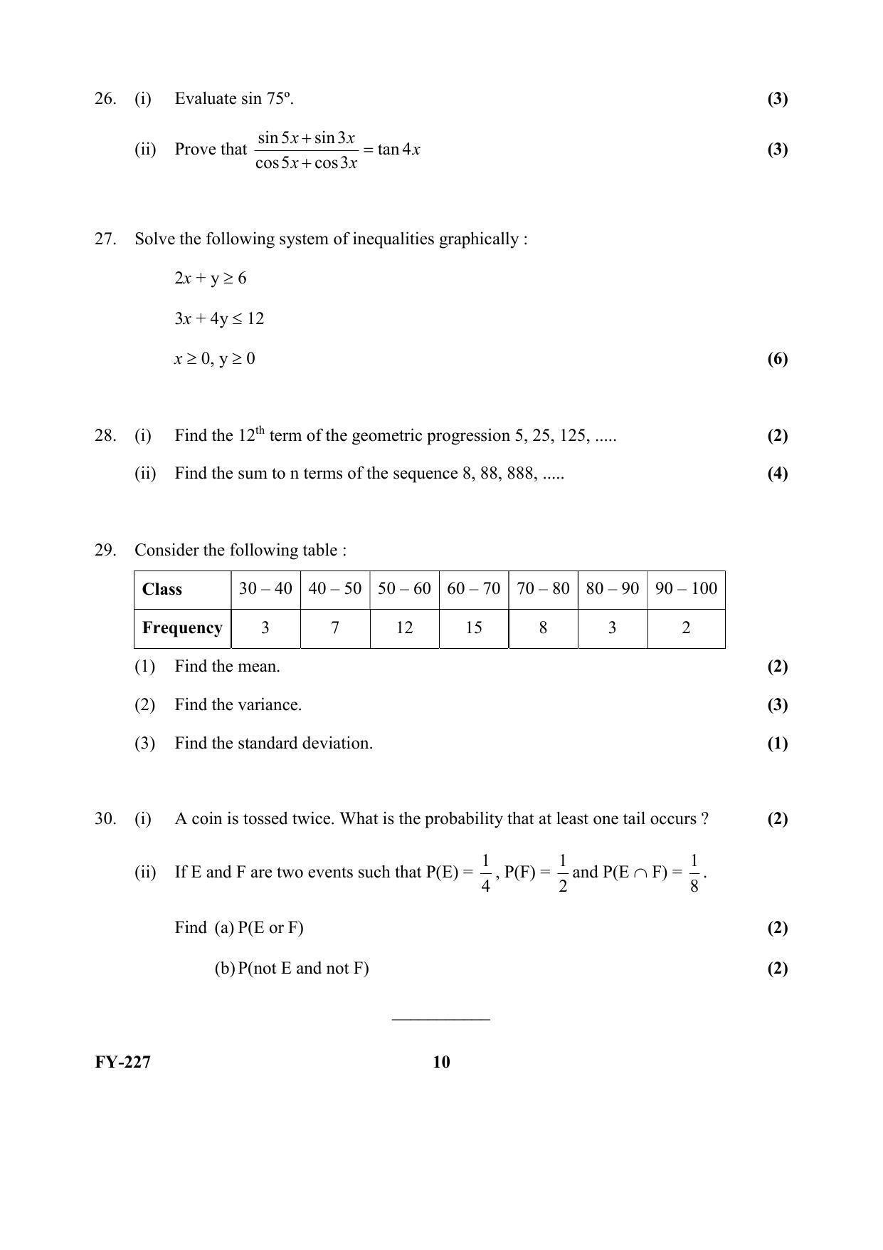 Kerala Plus One (Class 11th) Mathematics-Science Question Paper 2021 - Page 10