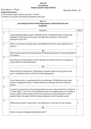 CBSE Class 12 Accountancy-Sample Paper 2018-19