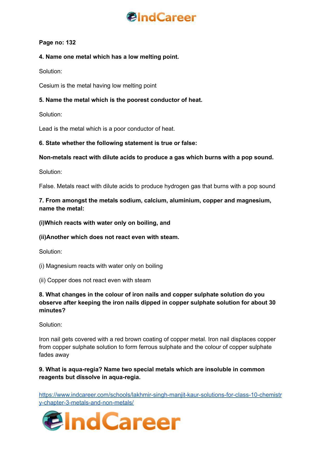 Lakhmir Singh Manjit Kaur Solutions for Class 10 Chemistry: Chapter 3- Metals and Non-Metals - Page 3
