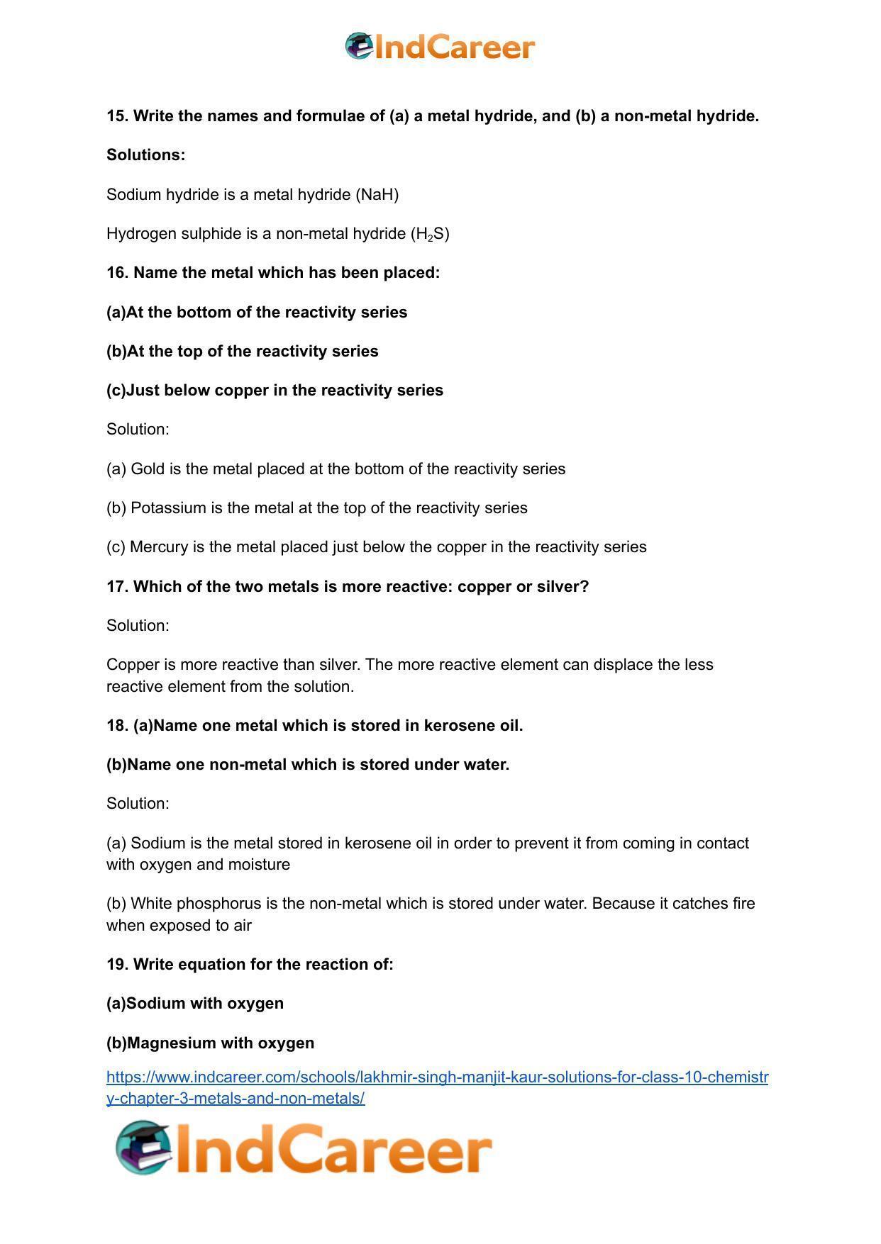 Lakhmir Singh Manjit Kaur Solutions for Class 10 Chemistry: Chapter 3- Metals and Non-Metals - Page 5