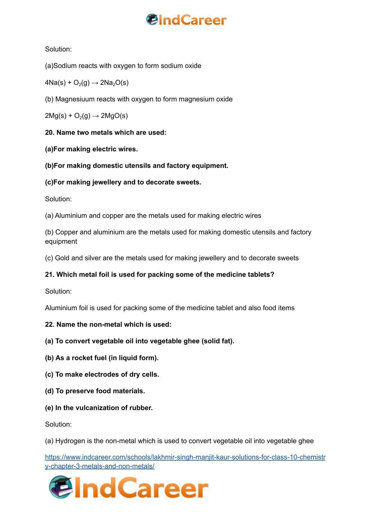 Lakhmir Singh Manjit Kaur Solutions for Class 10 Chemistry: Chapter 3- Metals and Non-Metals - Page 6