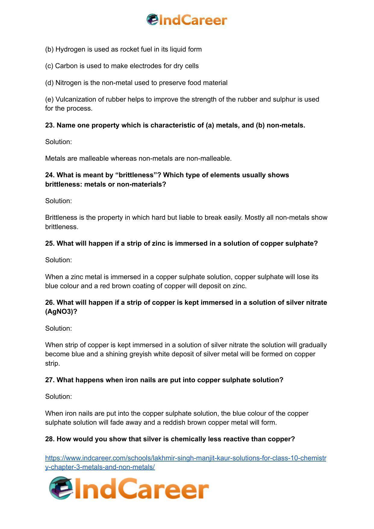 Lakhmir Singh Manjit Kaur Solutions for Class 10 Chemistry: Chapter 3- Metals and Non-Metals - Page 7