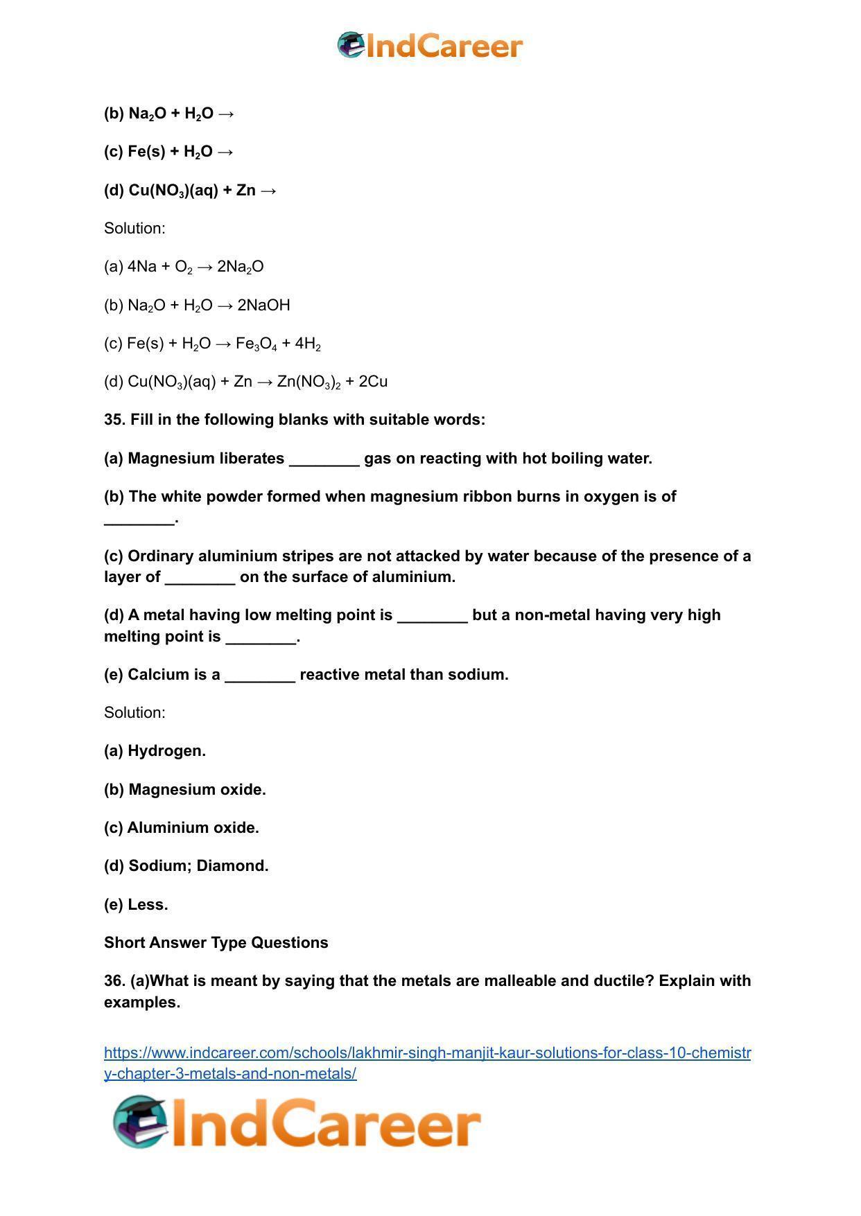 Lakhmir Singh Manjit Kaur Solutions for Class 10 Chemistry: Chapter 3- Metals and Non-Metals - Page 9