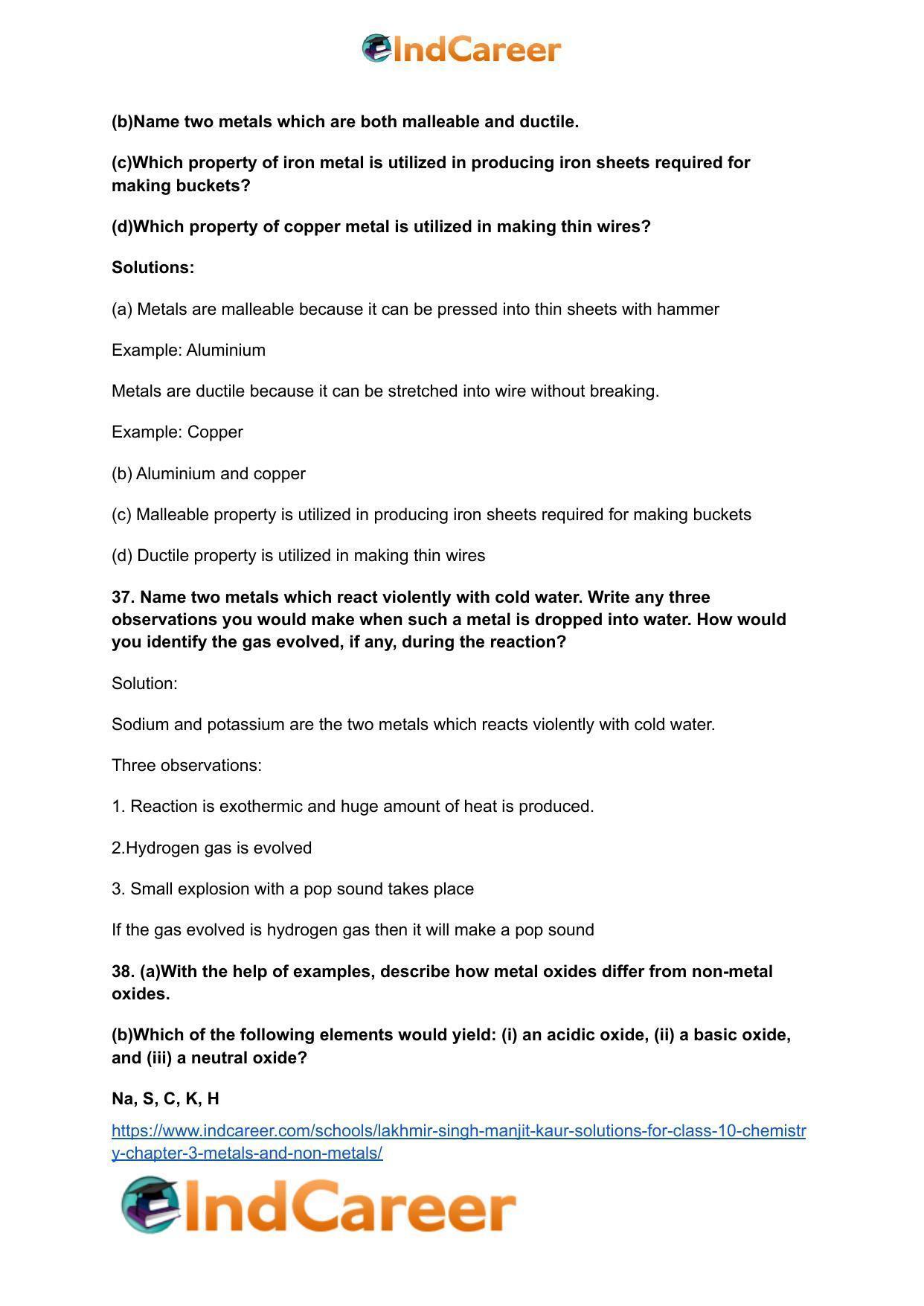 Lakhmir Singh Manjit Kaur Solutions for Class 10 Chemistry: Chapter 3- Metals and Non-Metals - Page 10
