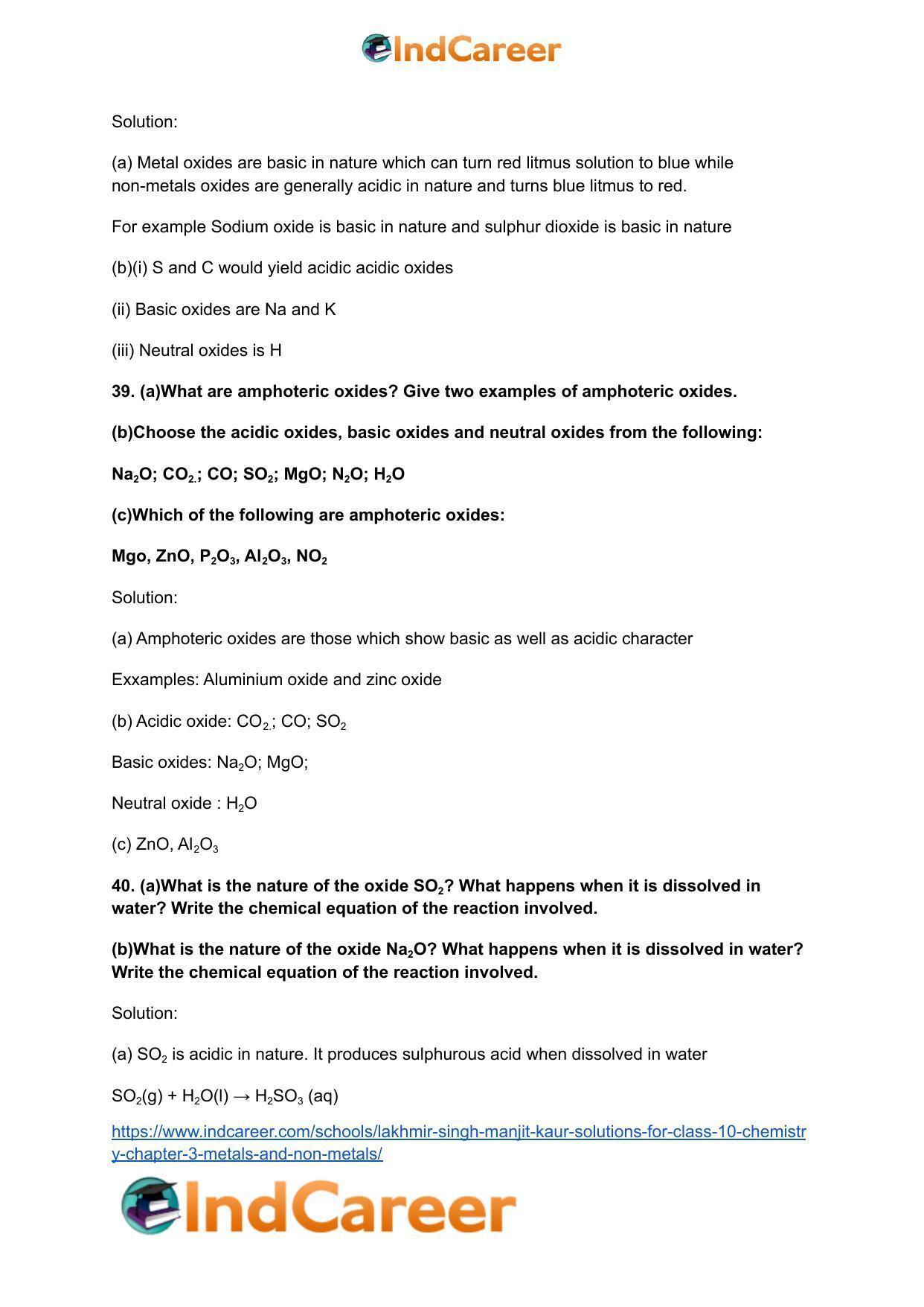 Lakhmir Singh Manjit Kaur Solutions for Class 10 Chemistry: Chapter 3- Metals and Non-Metals - Page 11