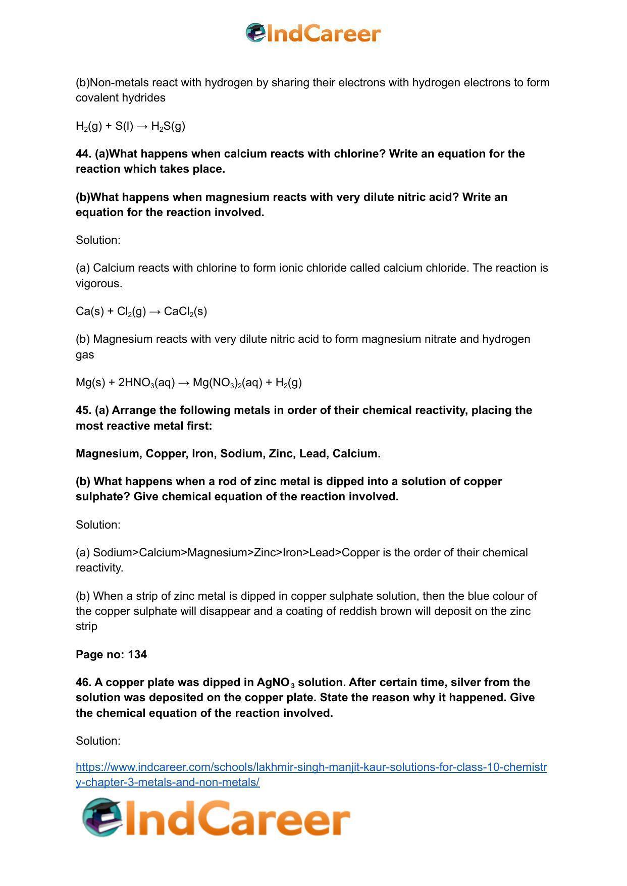 Lakhmir Singh Manjit Kaur Solutions for Class 10 Chemistry: Chapter 3- Metals and Non-Metals - Page 13