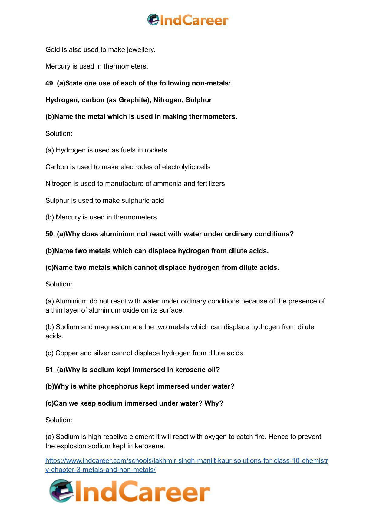 Lakhmir Singh Manjit Kaur Solutions for Class 10 Chemistry: Chapter 3- Metals and Non-Metals - Page 15