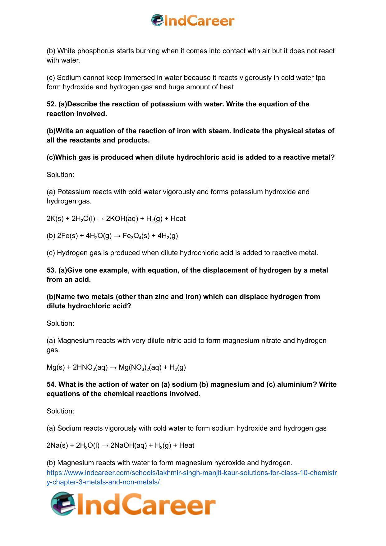 Lakhmir Singh Manjit Kaur Solutions for Class 10 Chemistry: Chapter 3- Metals and Non-Metals - Page 16