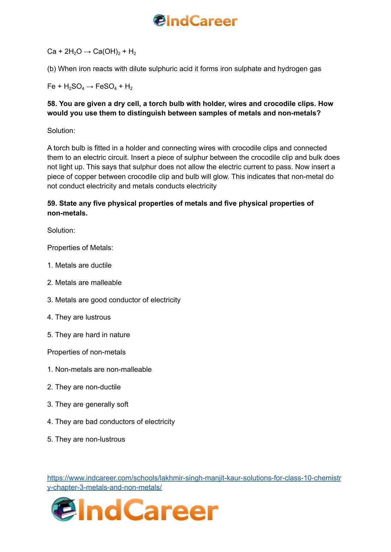 Lakhmir Singh Manjit Kaur Solutions for Class 10 Chemistry: Chapter 3- Metals and Non-Metals - Page 18
