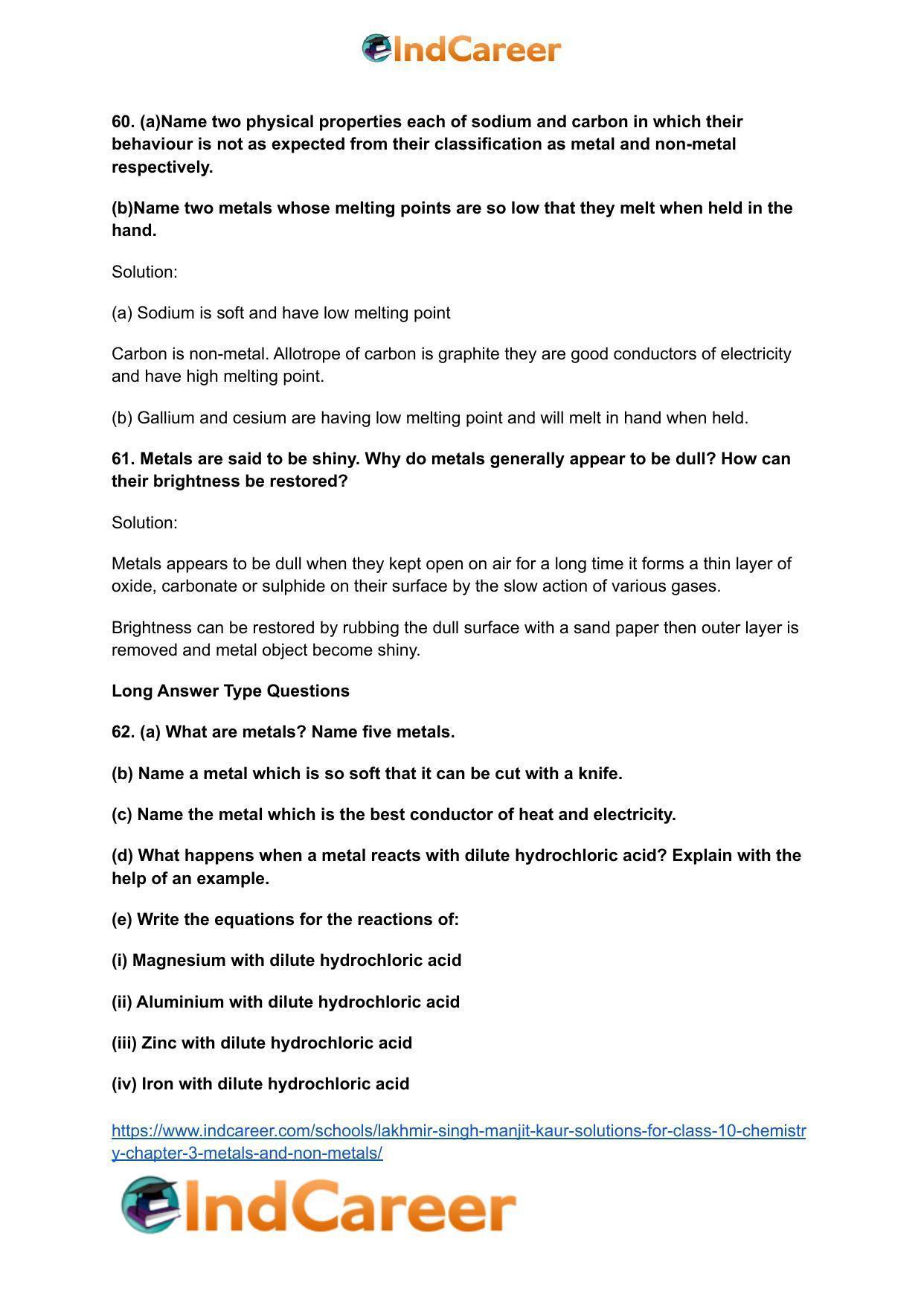 Lakhmir Singh Manjit Kaur Solutions for Class 10 Chemistry: Chapter 3- Metals and Non-Metals - Page 19