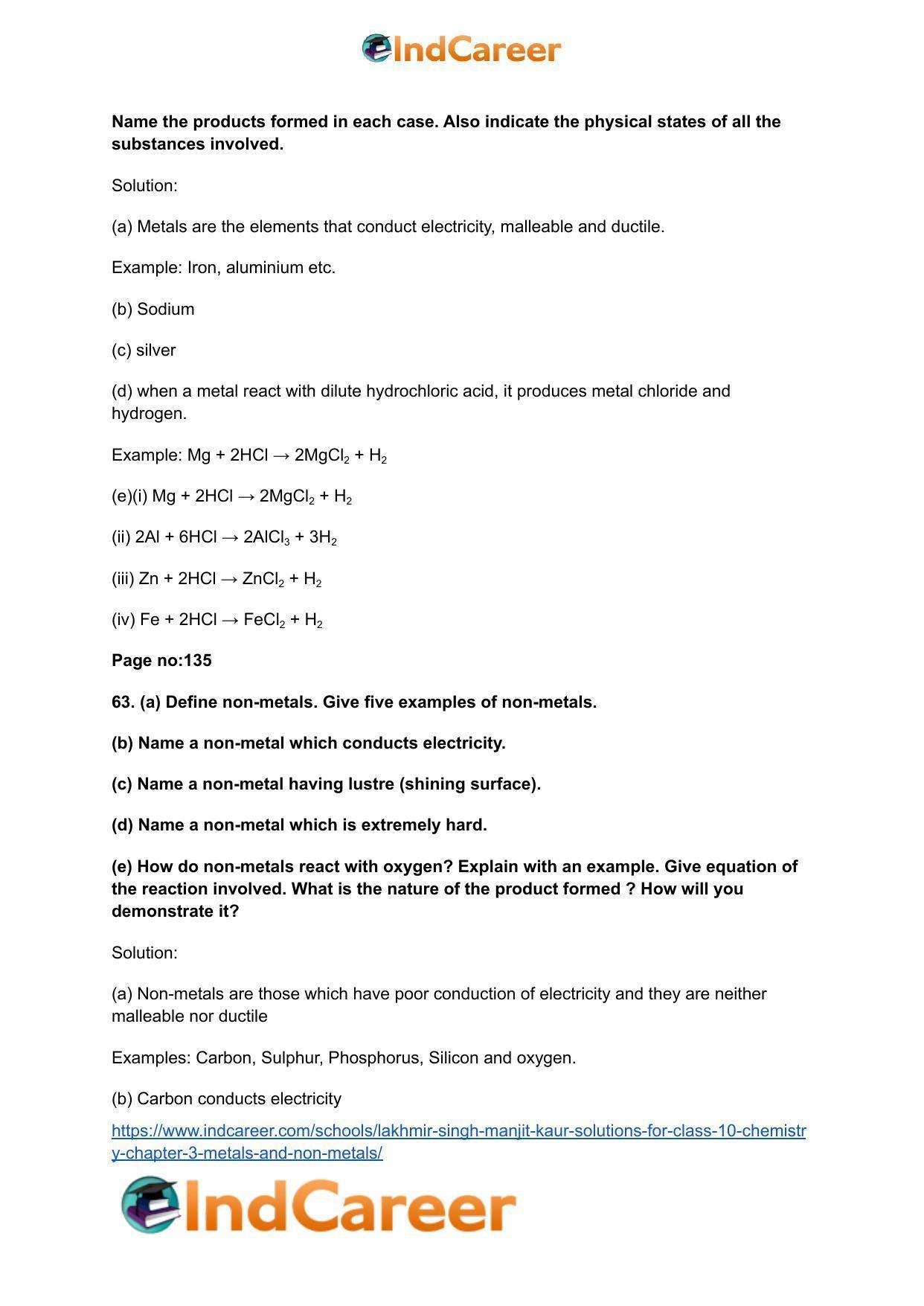 Lakhmir Singh Manjit Kaur Solutions for Class 10 Chemistry: Chapter 3- Metals and Non-Metals - Page 20