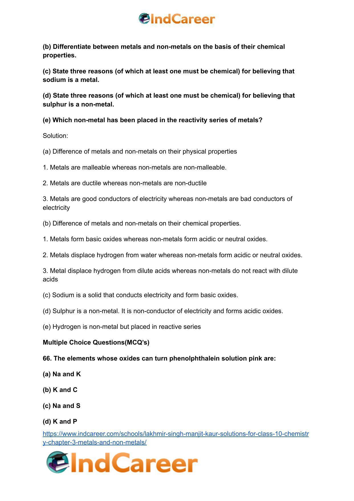 Lakhmir Singh Manjit Kaur Solutions for Class 10 Chemistry: Chapter 3- Metals and Non-Metals - Page 22