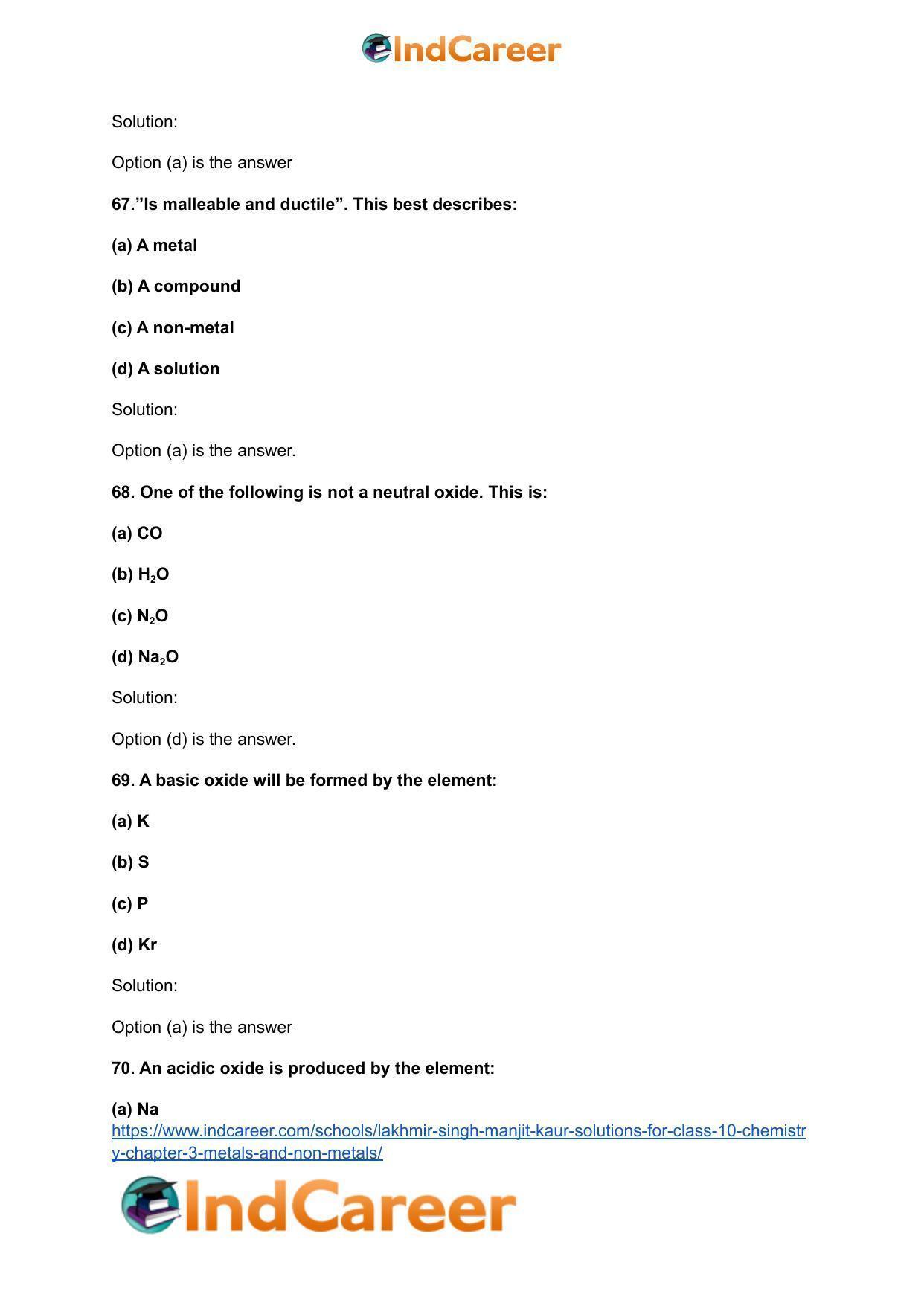 Lakhmir Singh Manjit Kaur Solutions for Class 10 Chemistry: Chapter 3- Metals and Non-Metals - Page 23