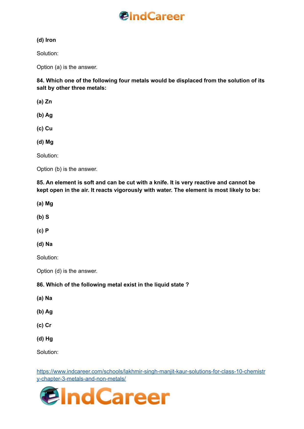 Lakhmir Singh Manjit Kaur Solutions for Class 10 Chemistry: Chapter 3- Metals and Non-Metals - Page 28