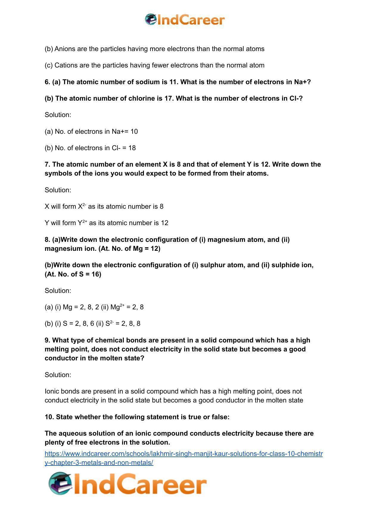 Lakhmir Singh Manjit Kaur Solutions for Class 10 Chemistry: Chapter 3- Metals and Non-Metals - Page 31