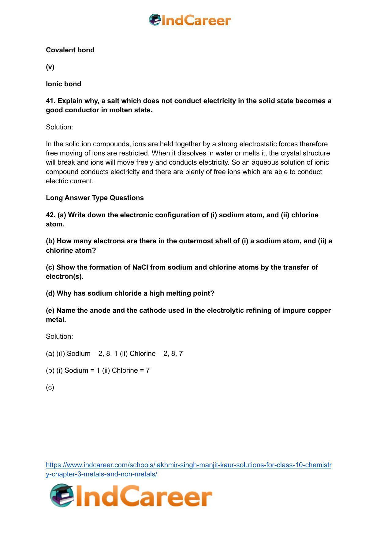 Lakhmir Singh Manjit Kaur Solutions for Class 10 Chemistry: Chapter 3- Metals and Non-Metals - Page 45