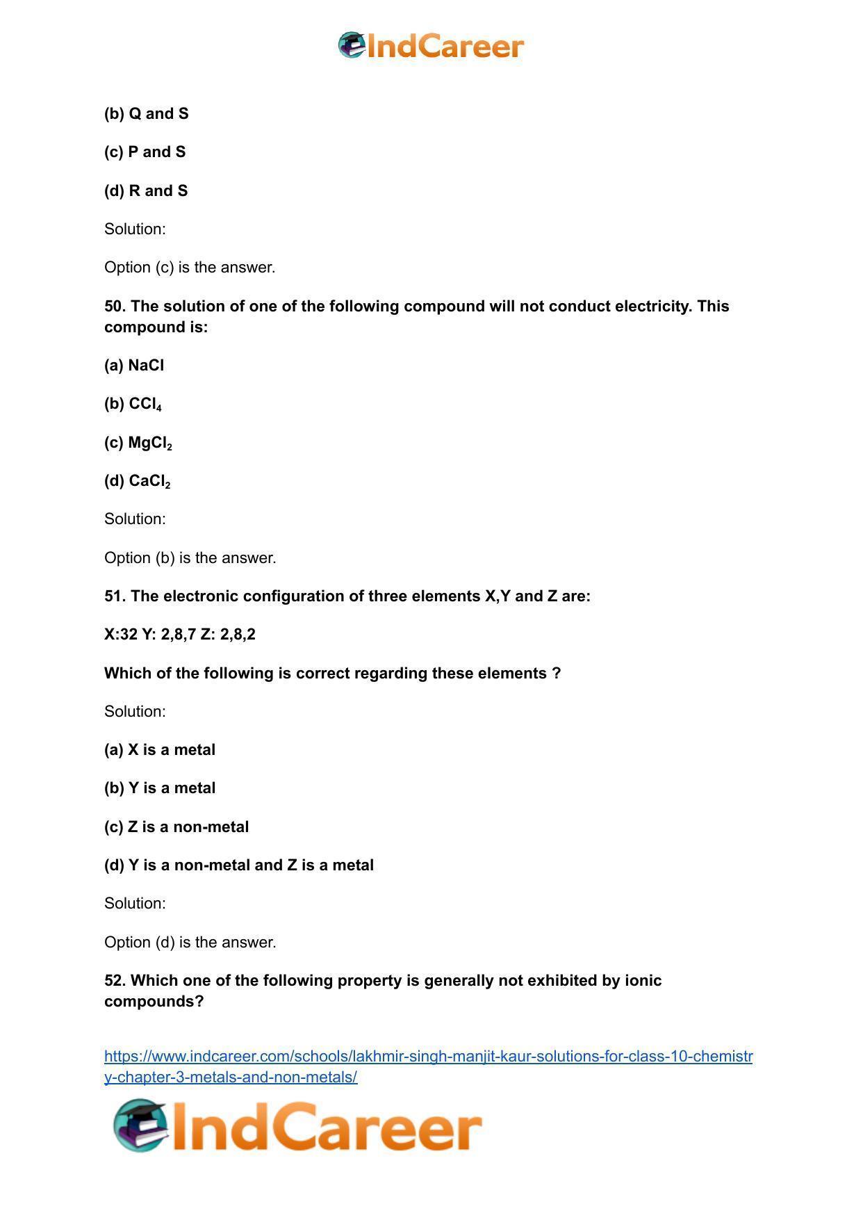 Lakhmir Singh Manjit Kaur Solutions for Class 10 Chemistry: Chapter 3- Metals and Non-Metals - Page 50