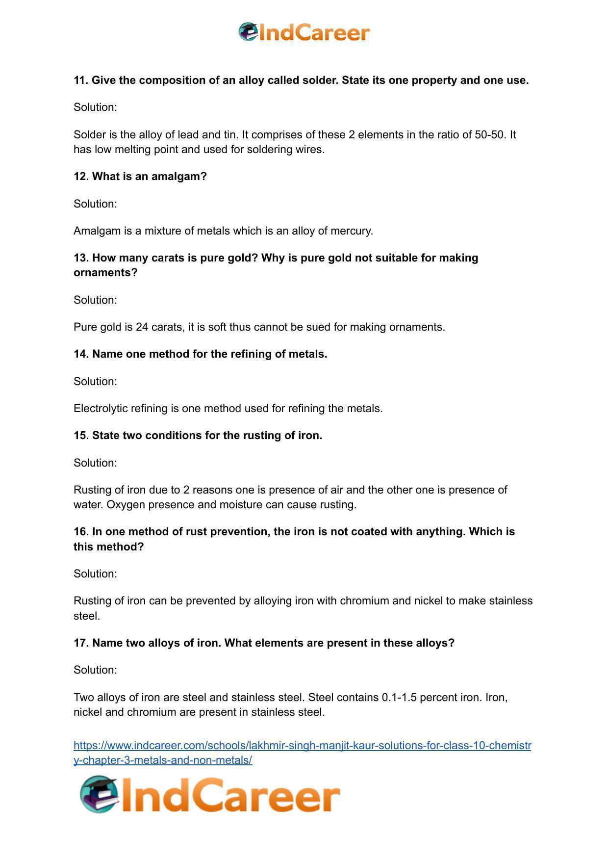 Lakhmir Singh Manjit Kaur Solutions for Class 10 Chemistry: Chapter 3- Metals and Non-Metals - Page 57