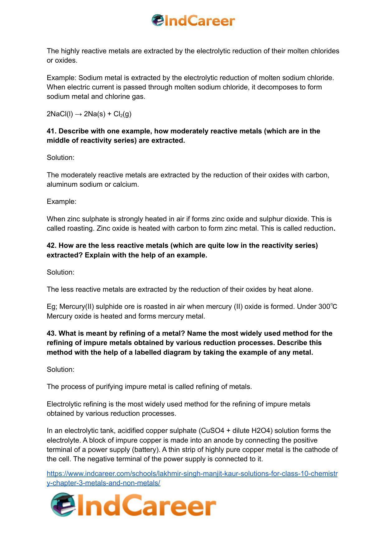 Lakhmir Singh Manjit Kaur Solutions for Class 10 Chemistry: Chapter 3- Metals and Non-Metals - Page 64