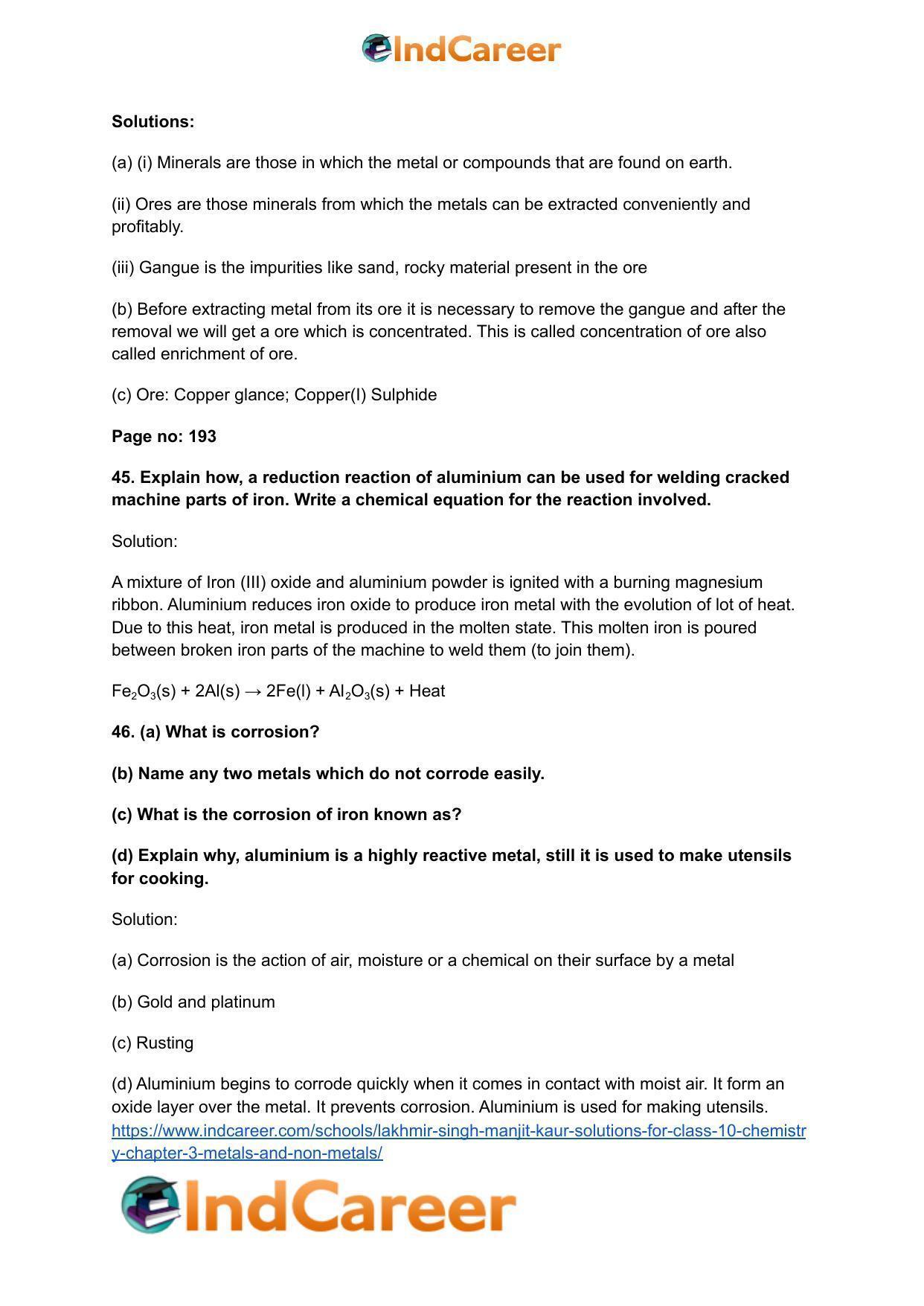 Lakhmir Singh Manjit Kaur Solutions for Class 10 Chemistry: Chapter 3- Metals and Non-Metals - Page 66