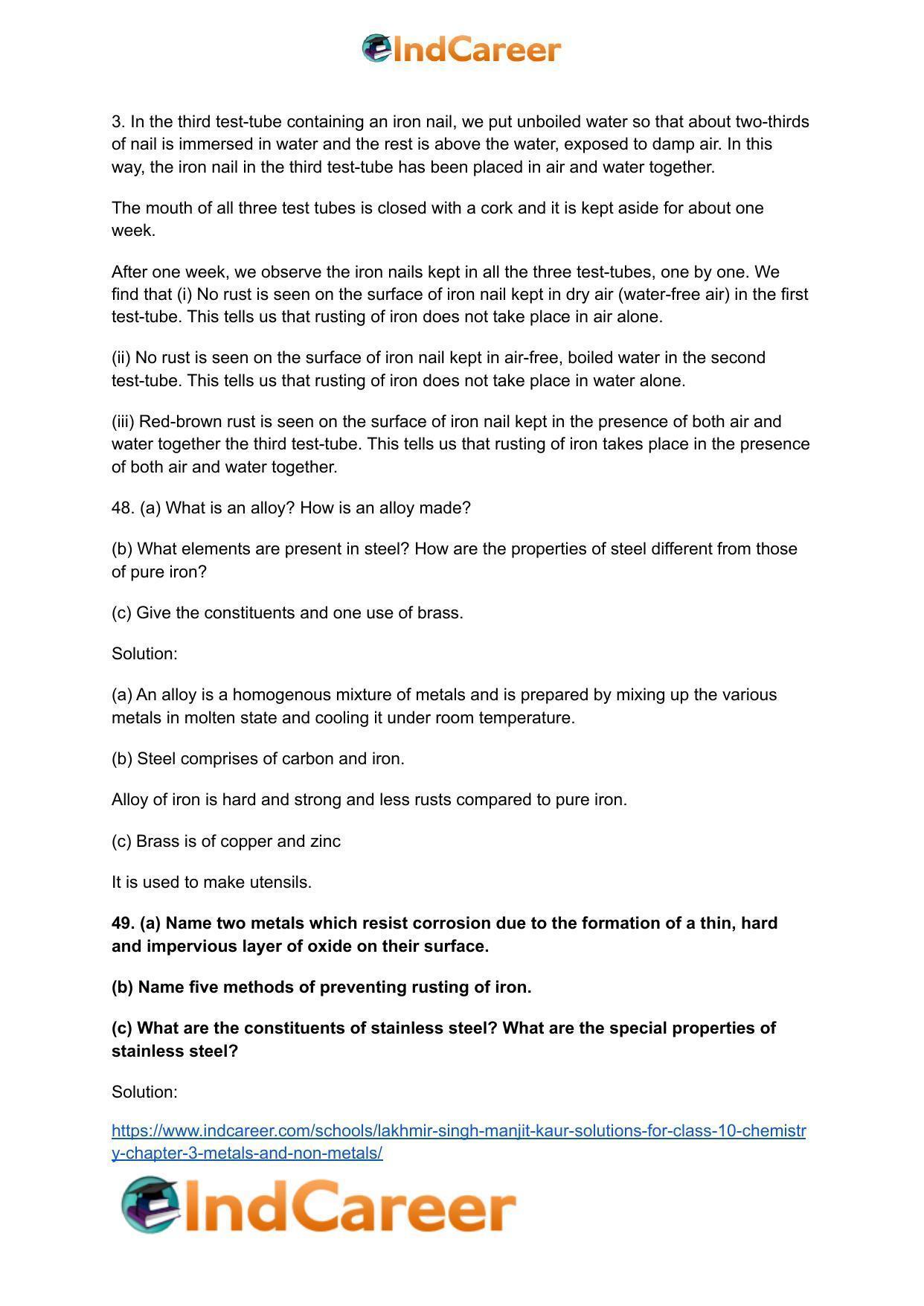 Lakhmir Singh Manjit Kaur Solutions for Class 10 Chemistry: Chapter 3- Metals and Non-Metals - Page 68