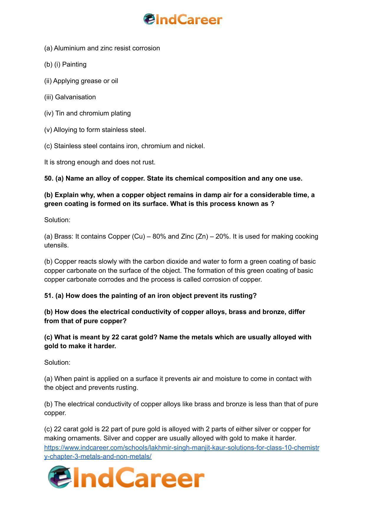 Lakhmir Singh Manjit Kaur Solutions for Class 10 Chemistry: Chapter 3- Metals and Non-Metals - Page 69
