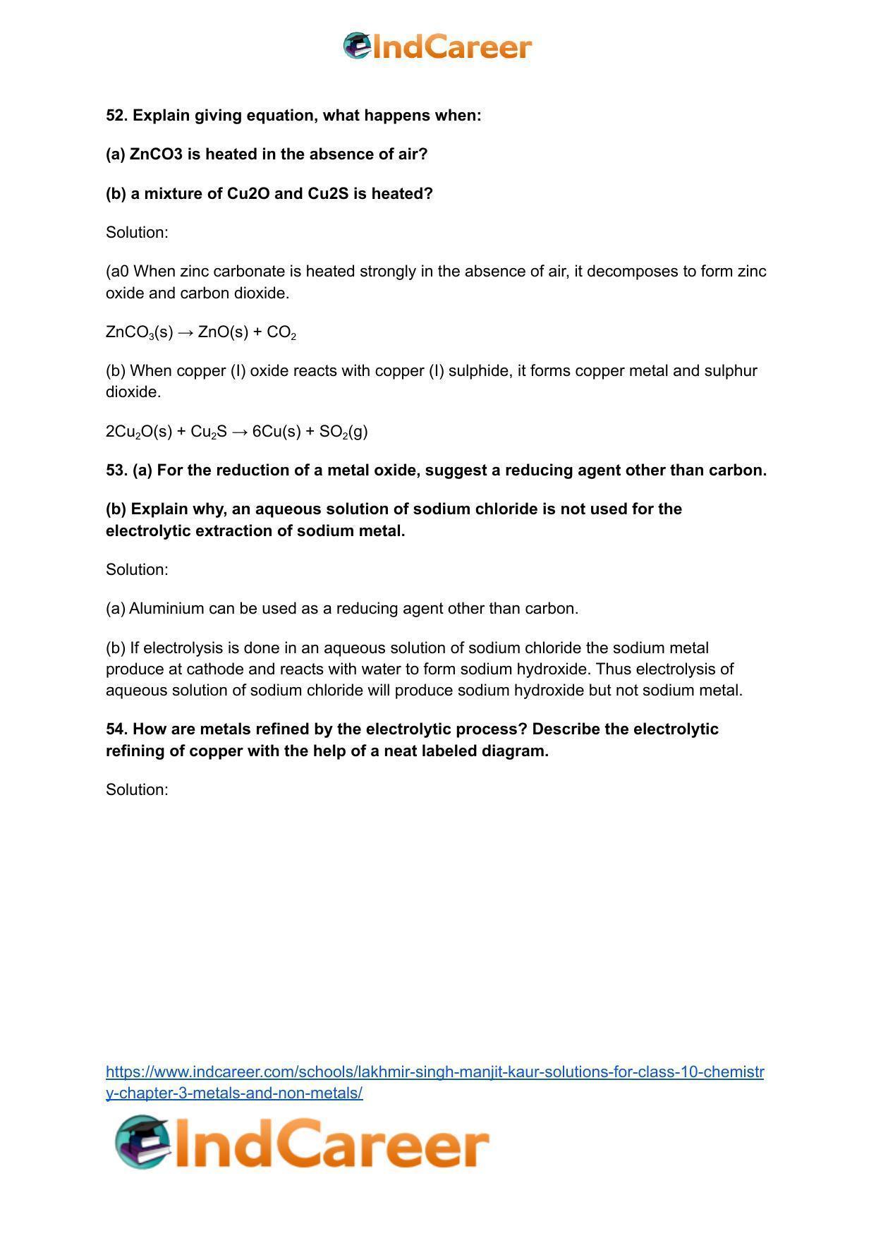 Lakhmir Singh Manjit Kaur Solutions for Class 10 Chemistry: Chapter 3- Metals and Non-Metals - Page 70