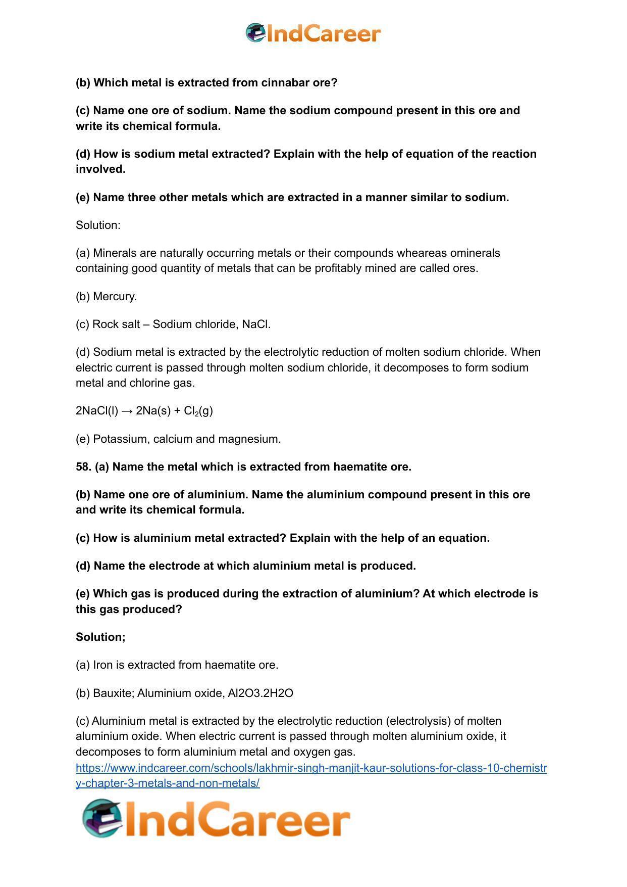Lakhmir Singh Manjit Kaur Solutions for Class 10 Chemistry: Chapter 3- Metals and Non-Metals - Page 73