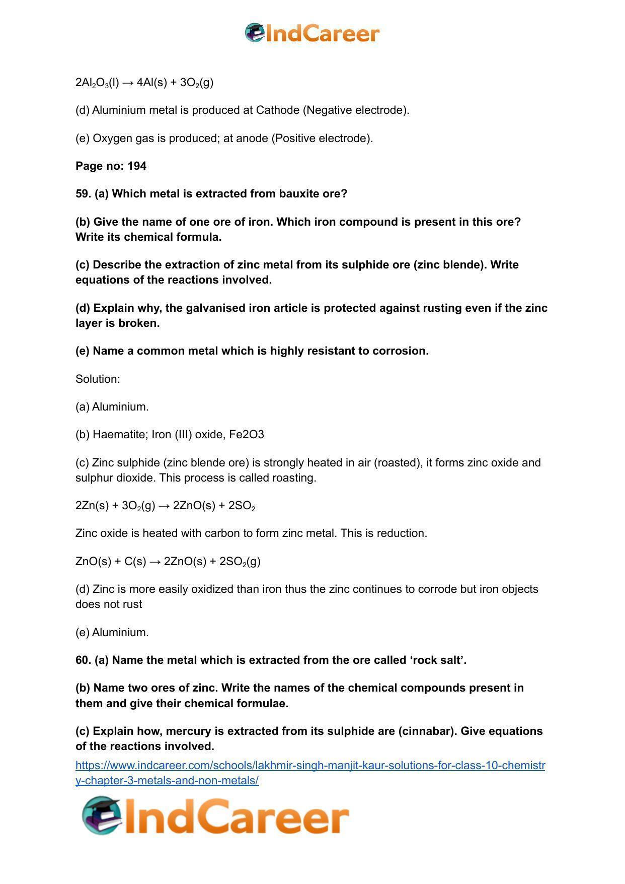 Lakhmir Singh Manjit Kaur Solutions for Class 10 Chemistry: Chapter 3- Metals and Non-Metals - Page 74
