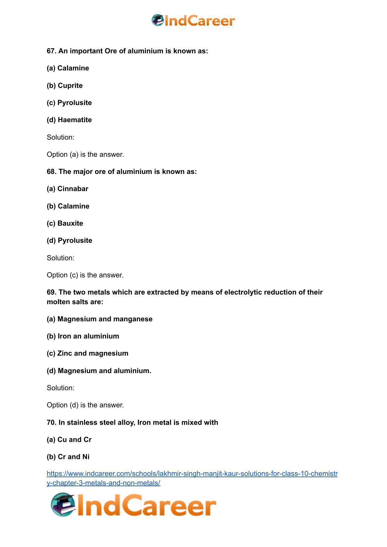 Lakhmir Singh Manjit Kaur Solutions for Class 10 Chemistry: Chapter 3- Metals and Non-Metals - Page 78