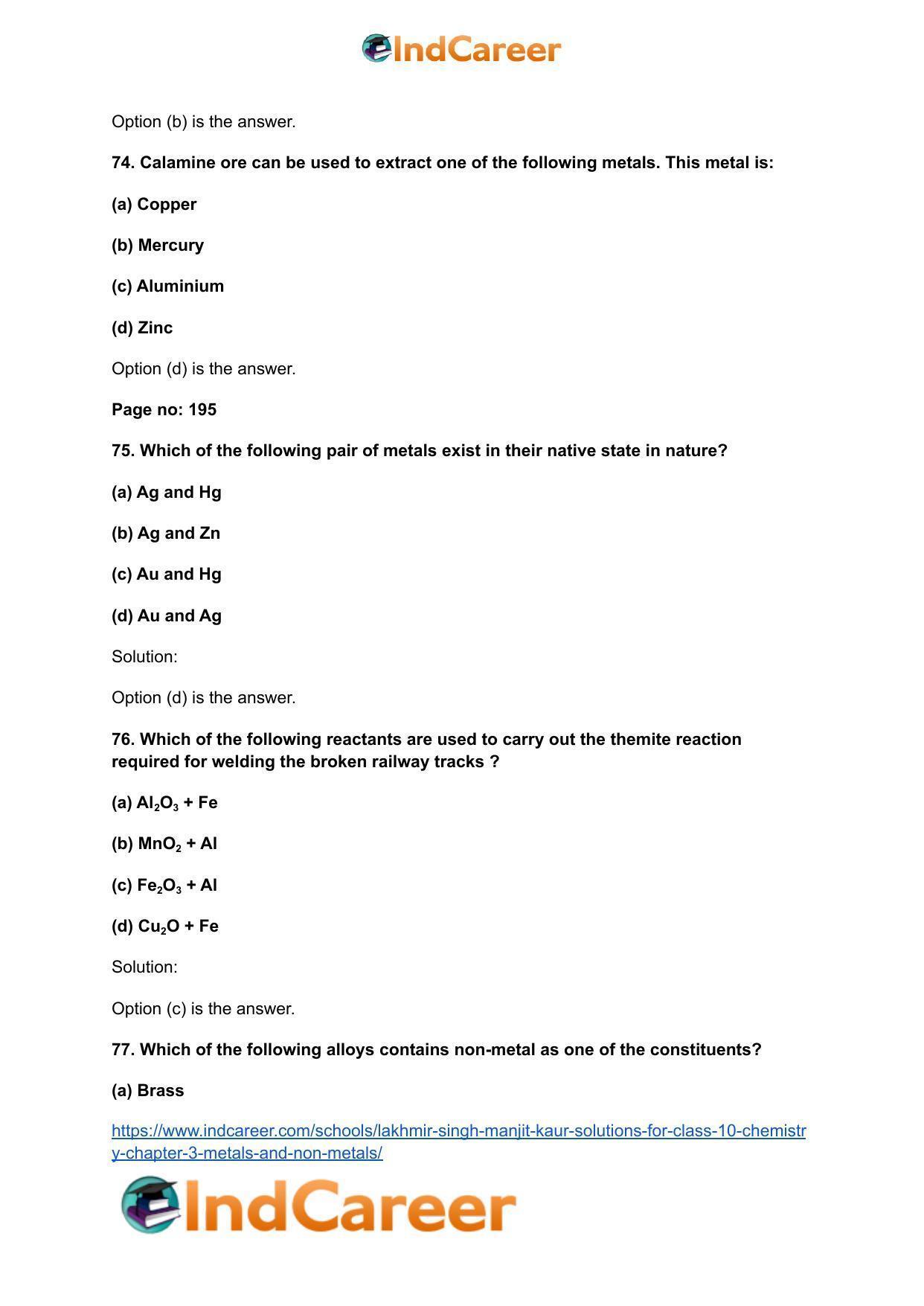 Lakhmir Singh Manjit Kaur Solutions for Class 10 Chemistry: Chapter 3- Metals and Non-Metals - Page 80