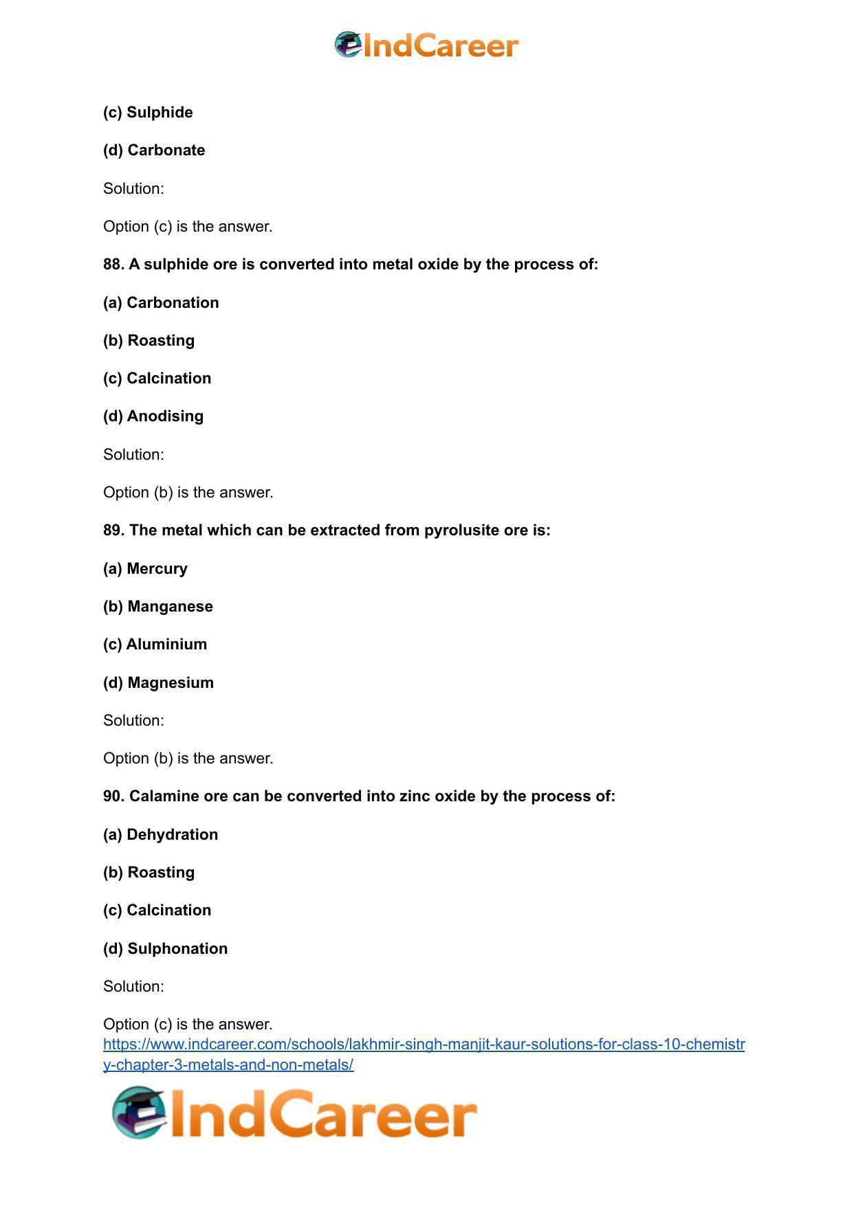 Lakhmir Singh Manjit Kaur Solutions for Class 10 Chemistry: Chapter 3- Metals and Non-Metals - Page 84