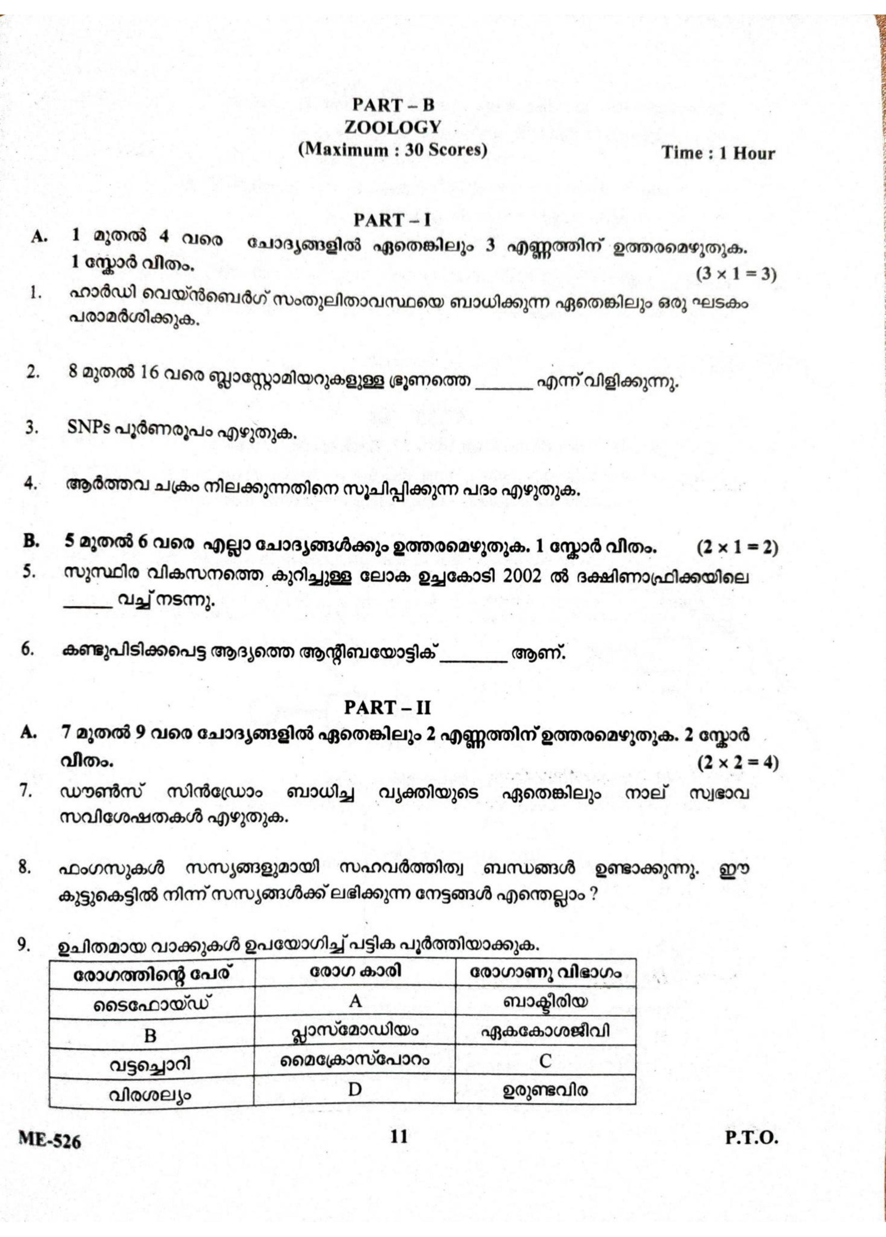 Kerala Plus Two 2022 Zoology Model Question Paper - Page 2