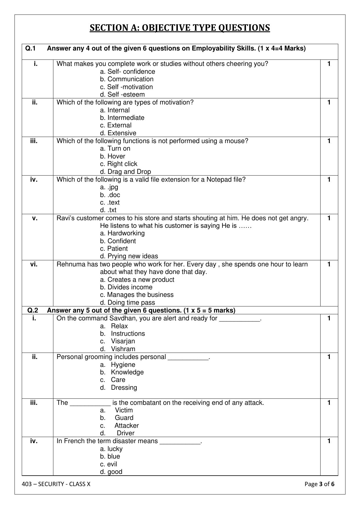 CBSE Class 10 (Skill Education) Security 2024 Sample Paper - Page 3