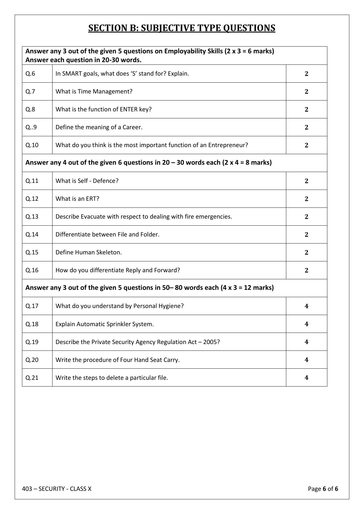 CBSE Class 10 (Skill Education) Security 2024 Sample Paper - Page 6