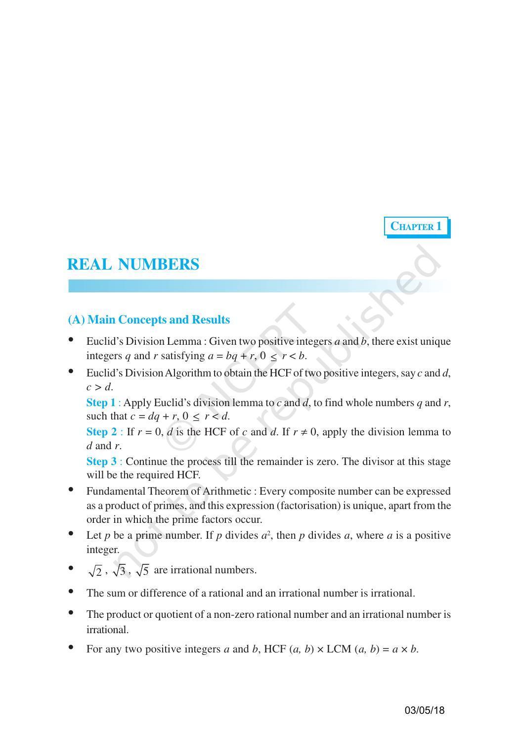 NCERT Exemplar Book for Class 10 Maths: Chapter 1 Real Numbers - Page 1