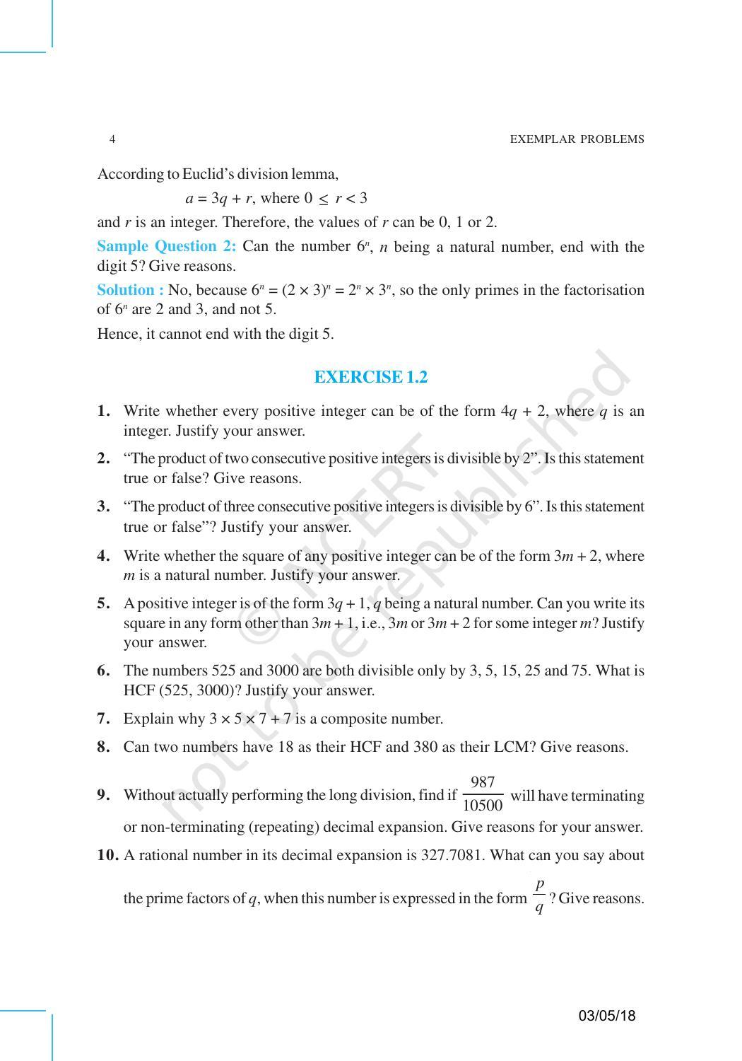 NCERT Exemplar Book for Class 10 Maths: Chapter 1 Real Numbers - Page 4