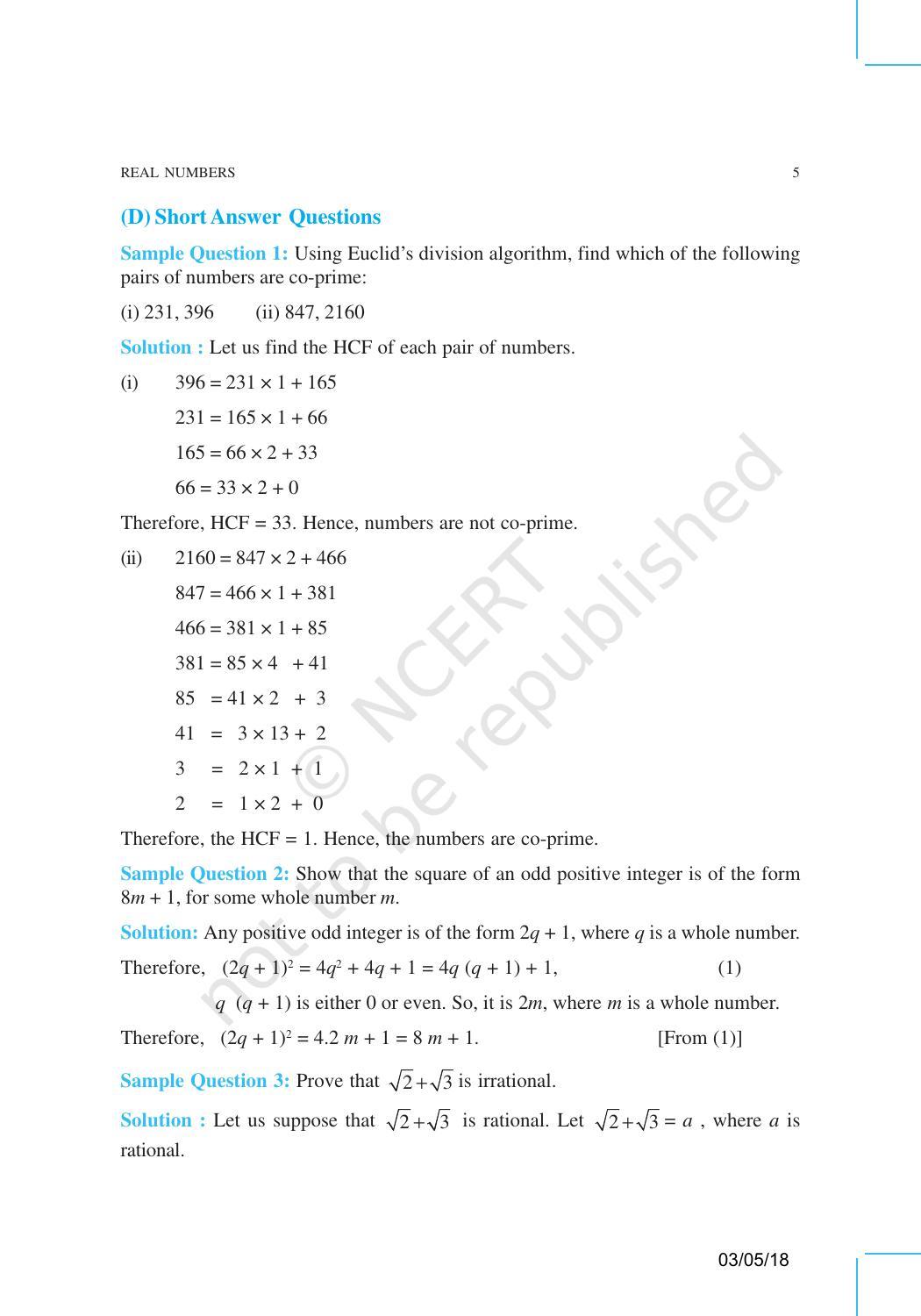 NCERT Exemplar Book for Class 10 Maths: Chapter 1 Real Numbers - Page 5