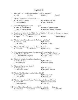 PU MPET English 2018 Question Papers