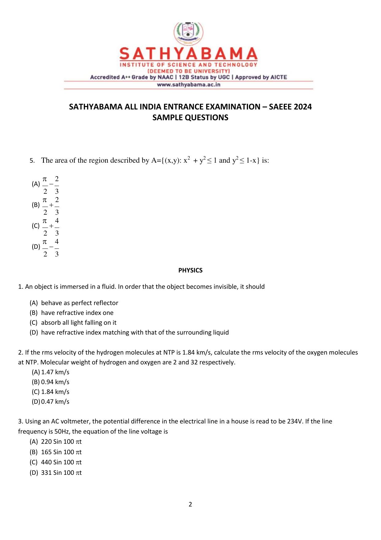 SAEEE Question Papers 2024 - Page 2