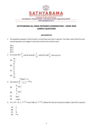 SAEEE Question Papers 2024