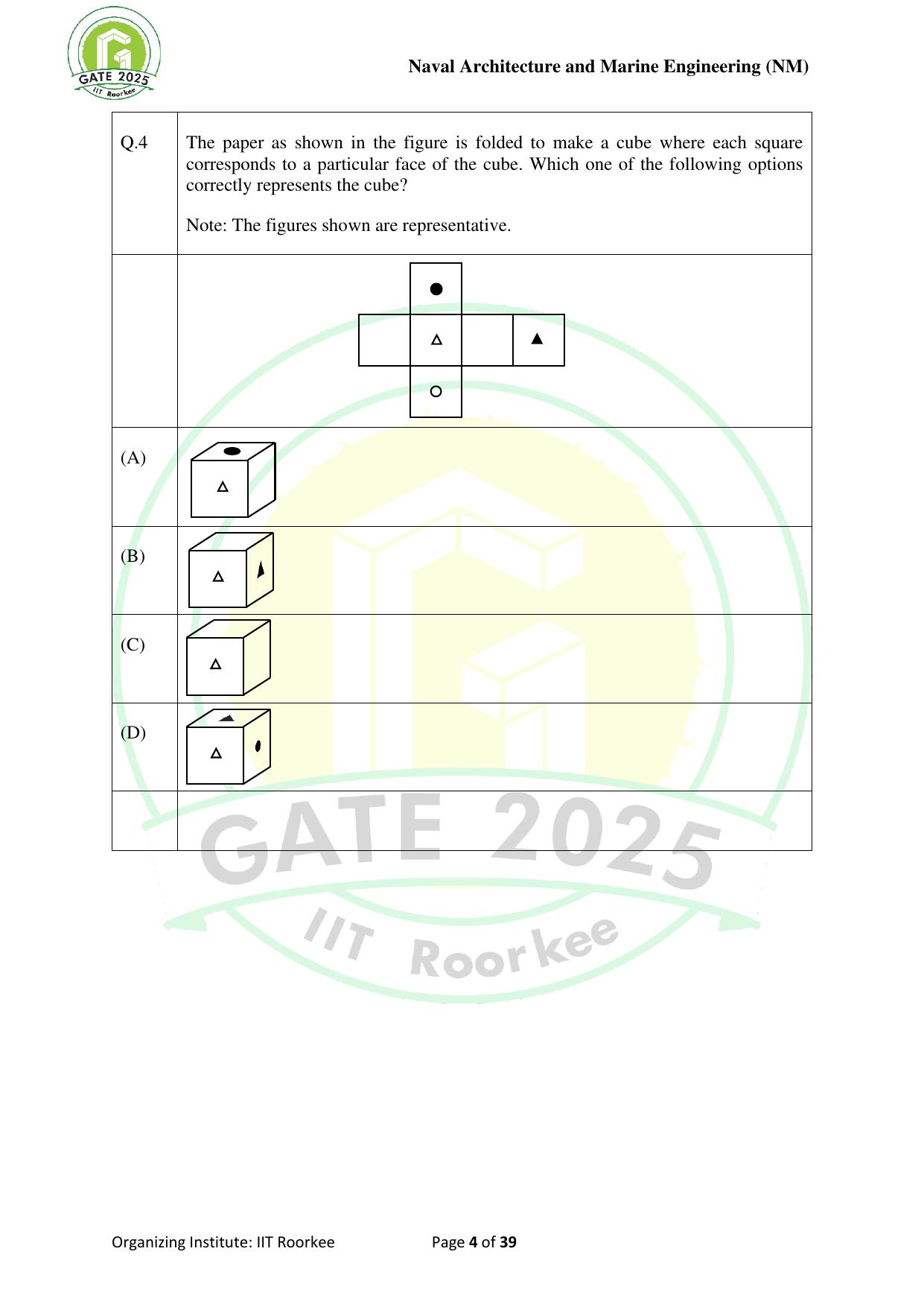 GATE 2025 Naval Architecture and Marine Engineering (NM) Question Paper - Page 4
