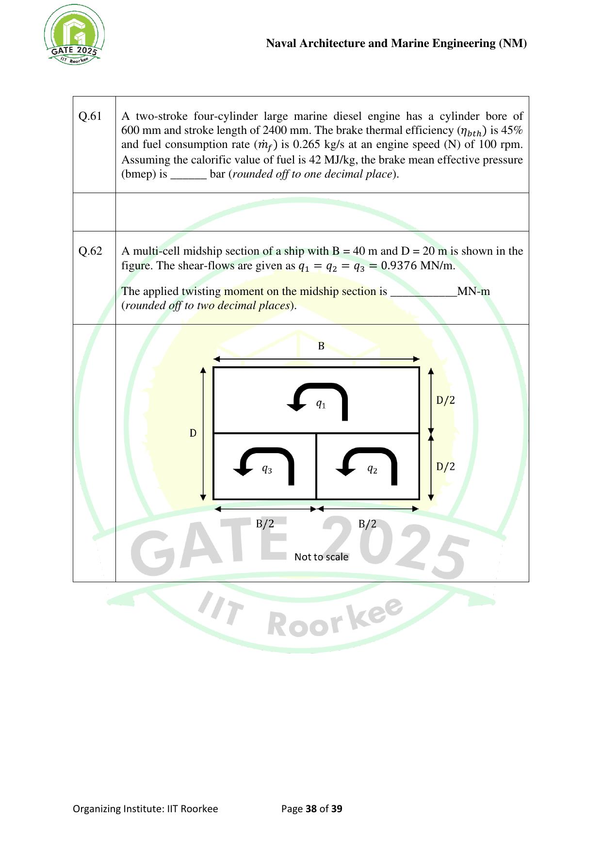 GATE 2025 Naval Architecture and Marine Engineering (NM) Question Paper - Page 38