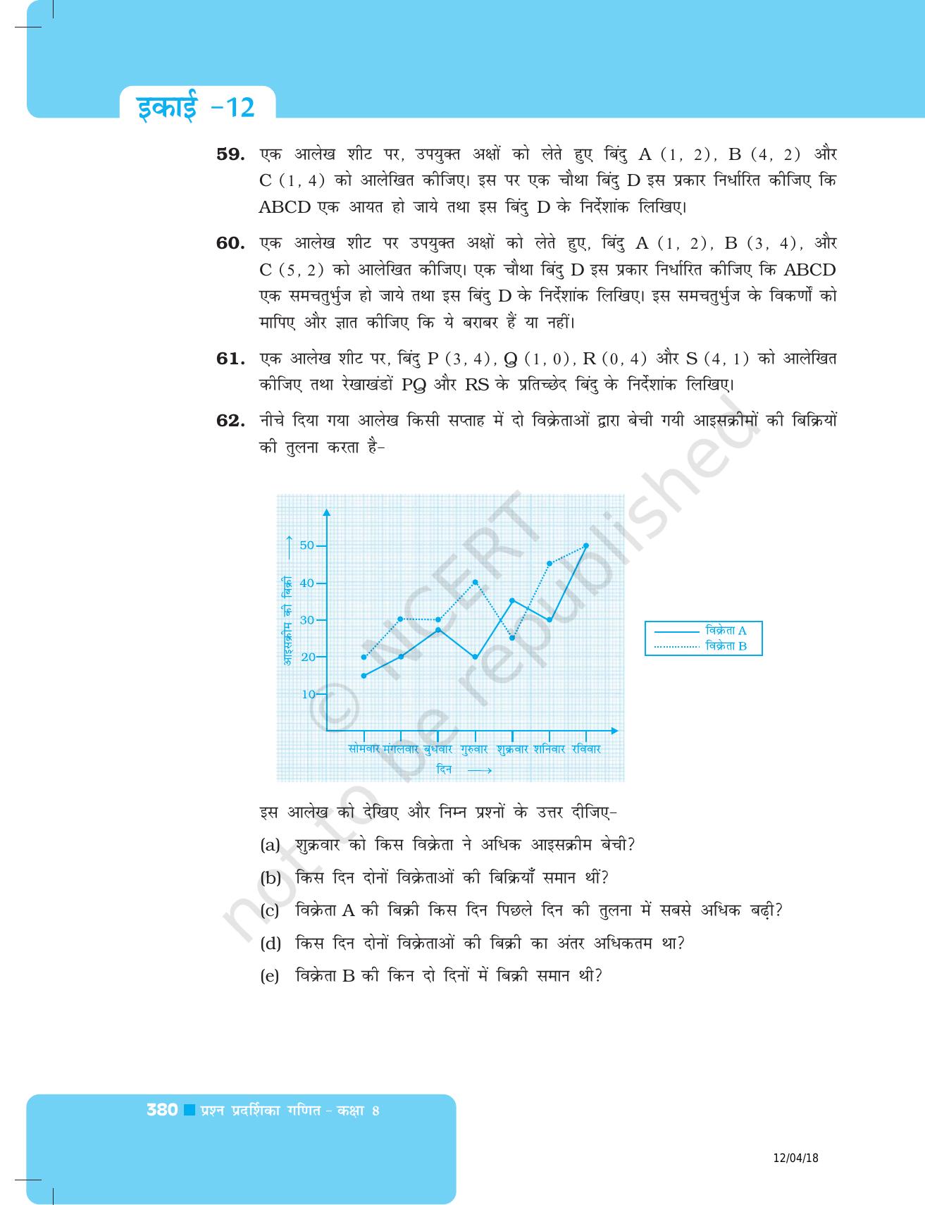 NCERT Exemplar Class 8: गणित यूनिट 12(आलेखों का परिचय ) - Page 22