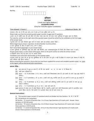 Haryana Board Class 12 History Code A Sample Papers