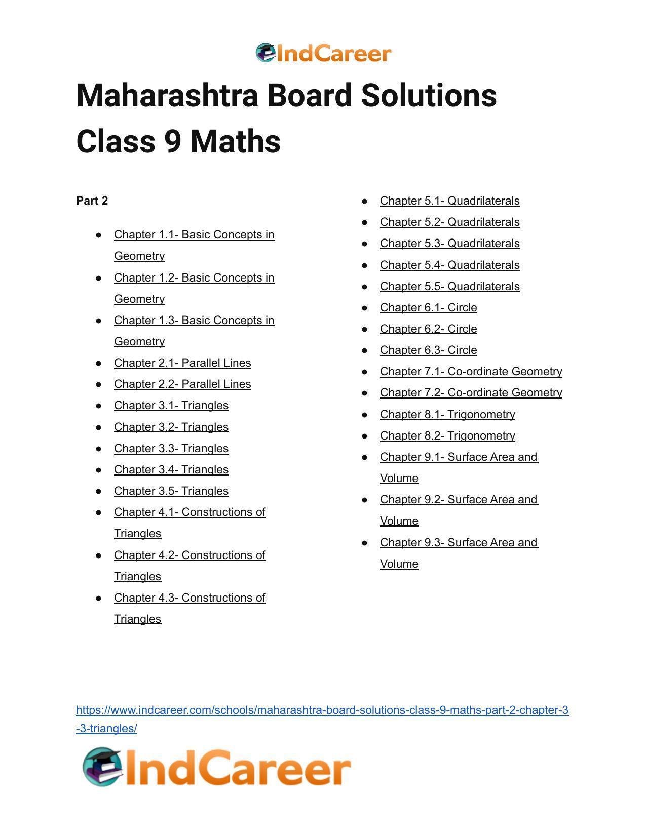 Maharashtra Board Solutions Class 9-Maths (Part 2): Chapter 3.3- Triangles - Page 9
