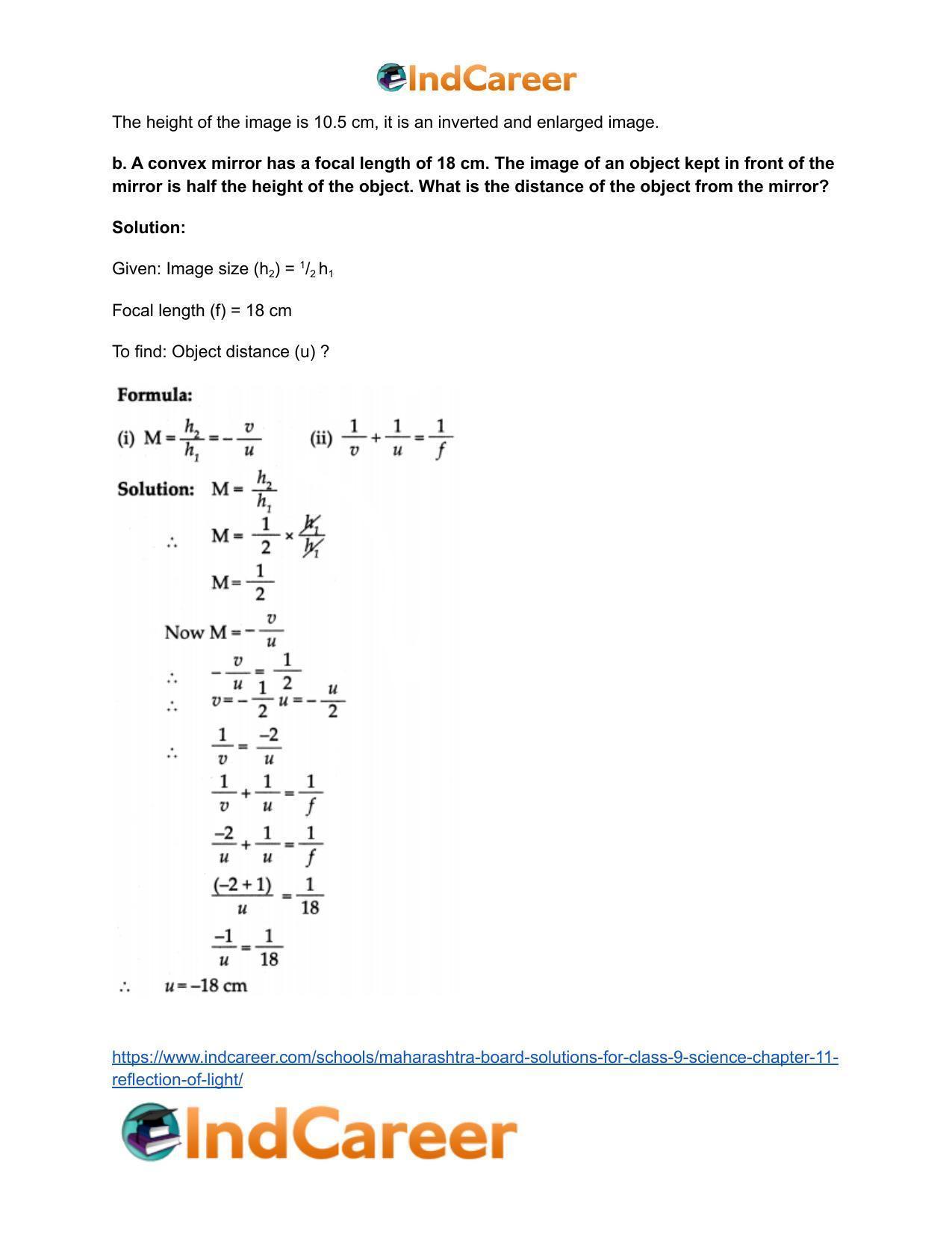Maharashtra Board Solutions for Class 9- Science: Chapter 11- Reflection of Light - Page 11